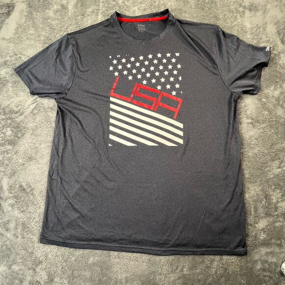 Spalding Shirt Mens XXL Team USA Flag Shirt Graphic Red Blue Patriotic Dri-Power - Picture 1 of 9